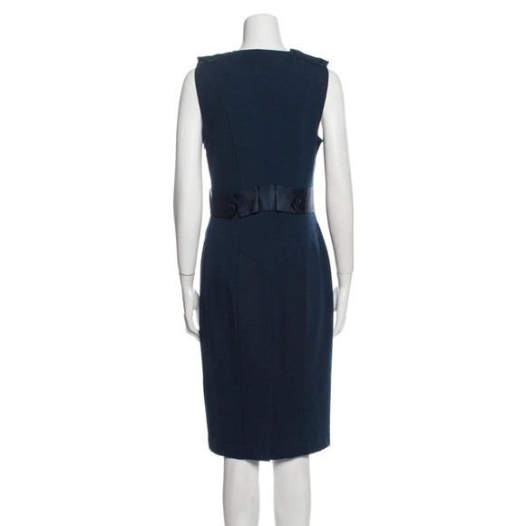 Vintage Diane Von Furstenberg Navy Wool‎ Silk Blend Button Sheath Midi Dress - Picture 3 of 9